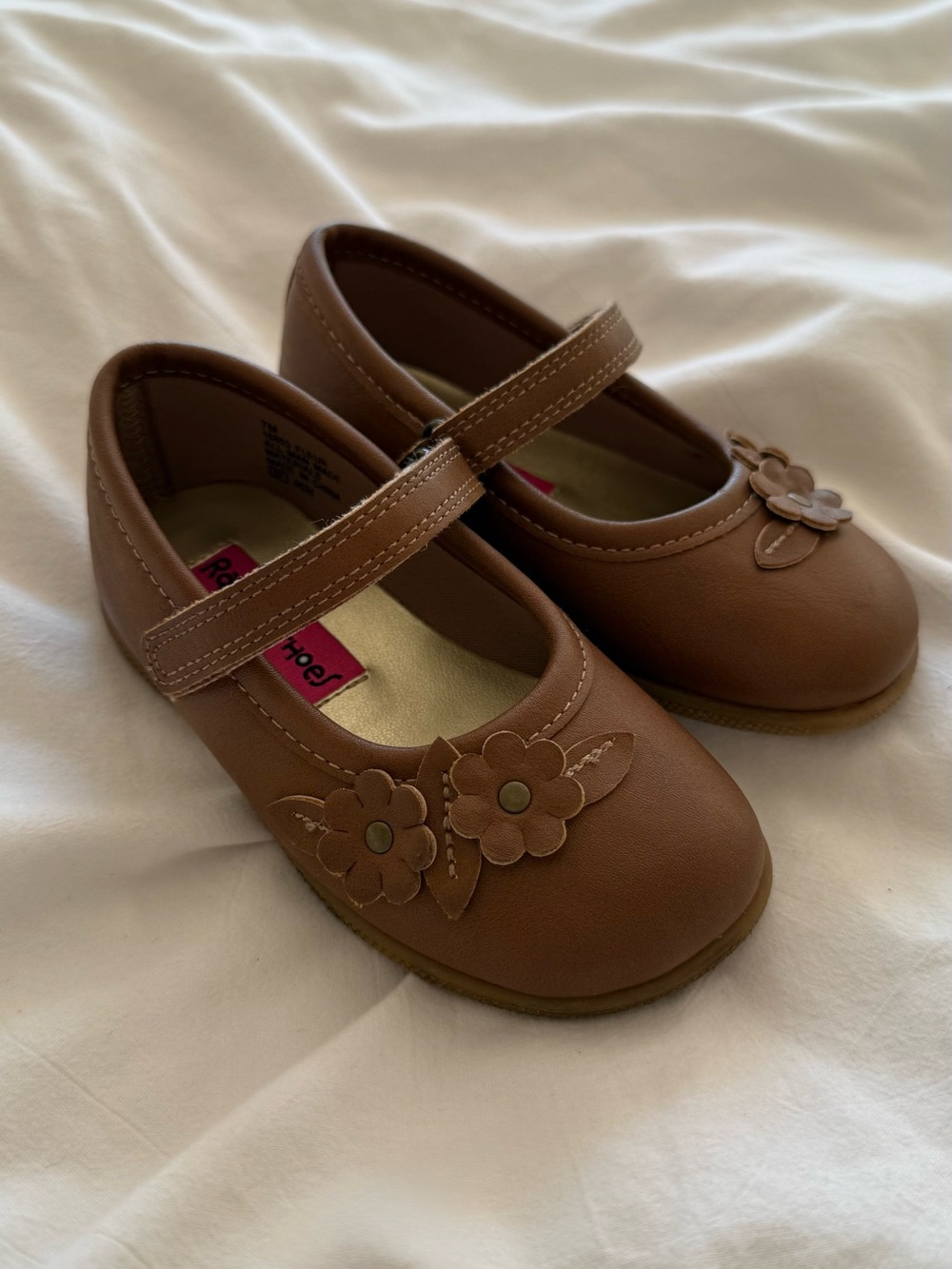 Rachel Shoes Flower Mary Jane Flats Cognac Brown Toddler Size 7M